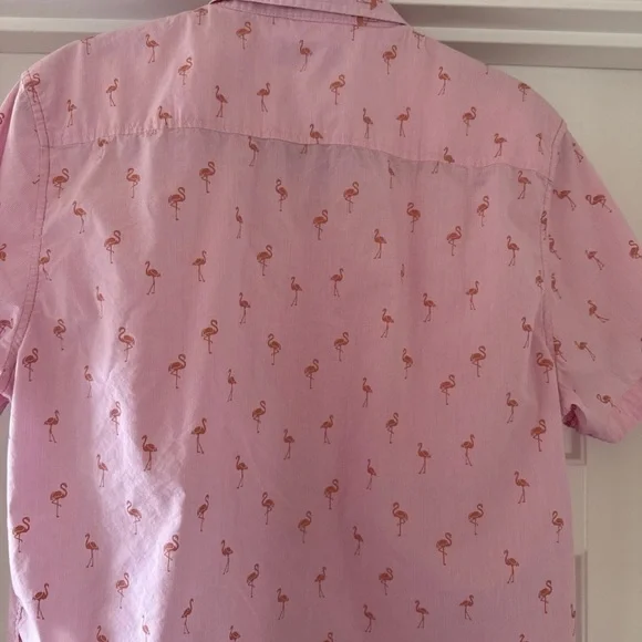 Pink Flamingo men’s size Large button front T-shirt. Size Large Soverign code - Picture 7 of 8